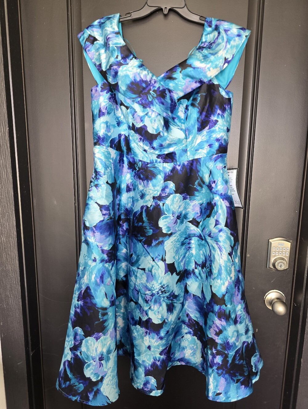 NWT Alex Evenings Blue Floral Fit & Flare Cocktail Dress Size 14 MSRP $199 - Picture 4 of 12